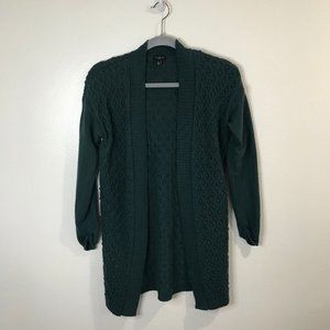 Talbots Cashmere Blend Cardigan Sweater Size SP Small Petite Green Popover Knit
